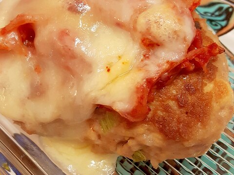 お弁当に！キムチチーズonフワフワ豆腐ハンバーグ♪